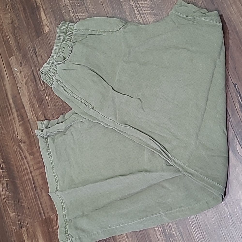 Rachelove X Splendid Flowy Flare Pants Olive Lyocel Linen